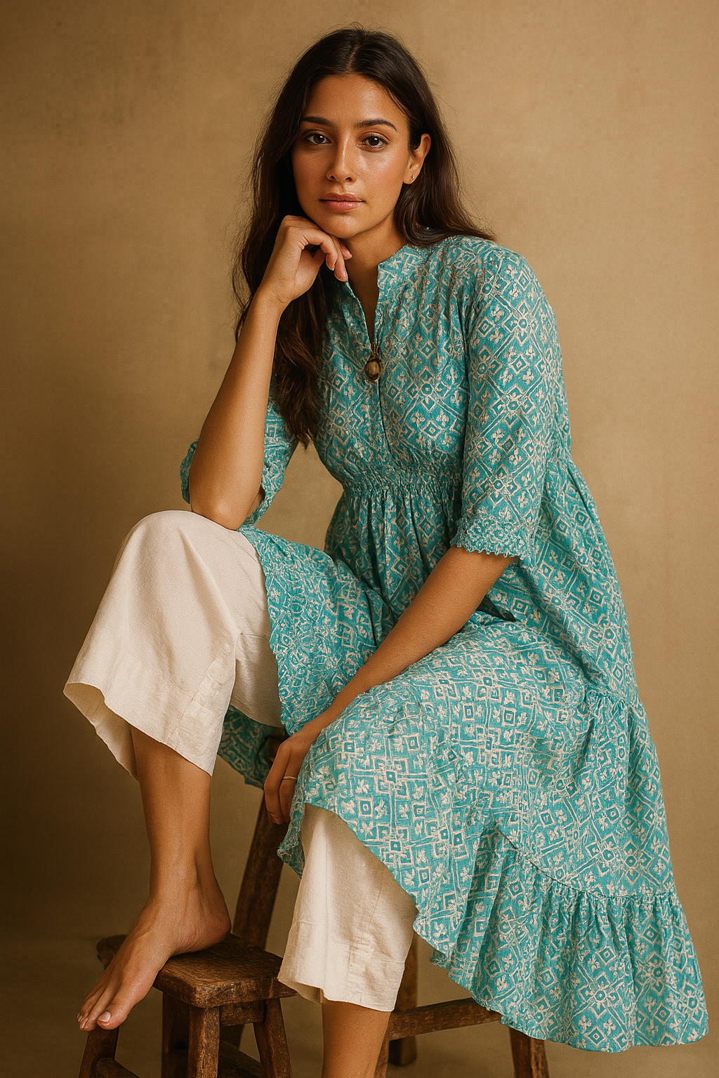 Aavya – Cotton Flare Midi Gown
