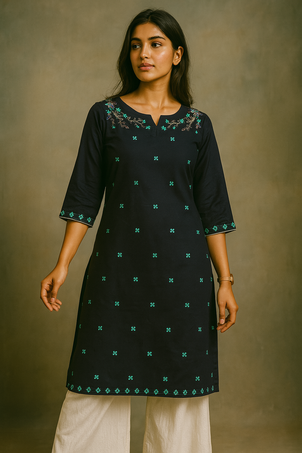 Straight fit embroidered Kurti