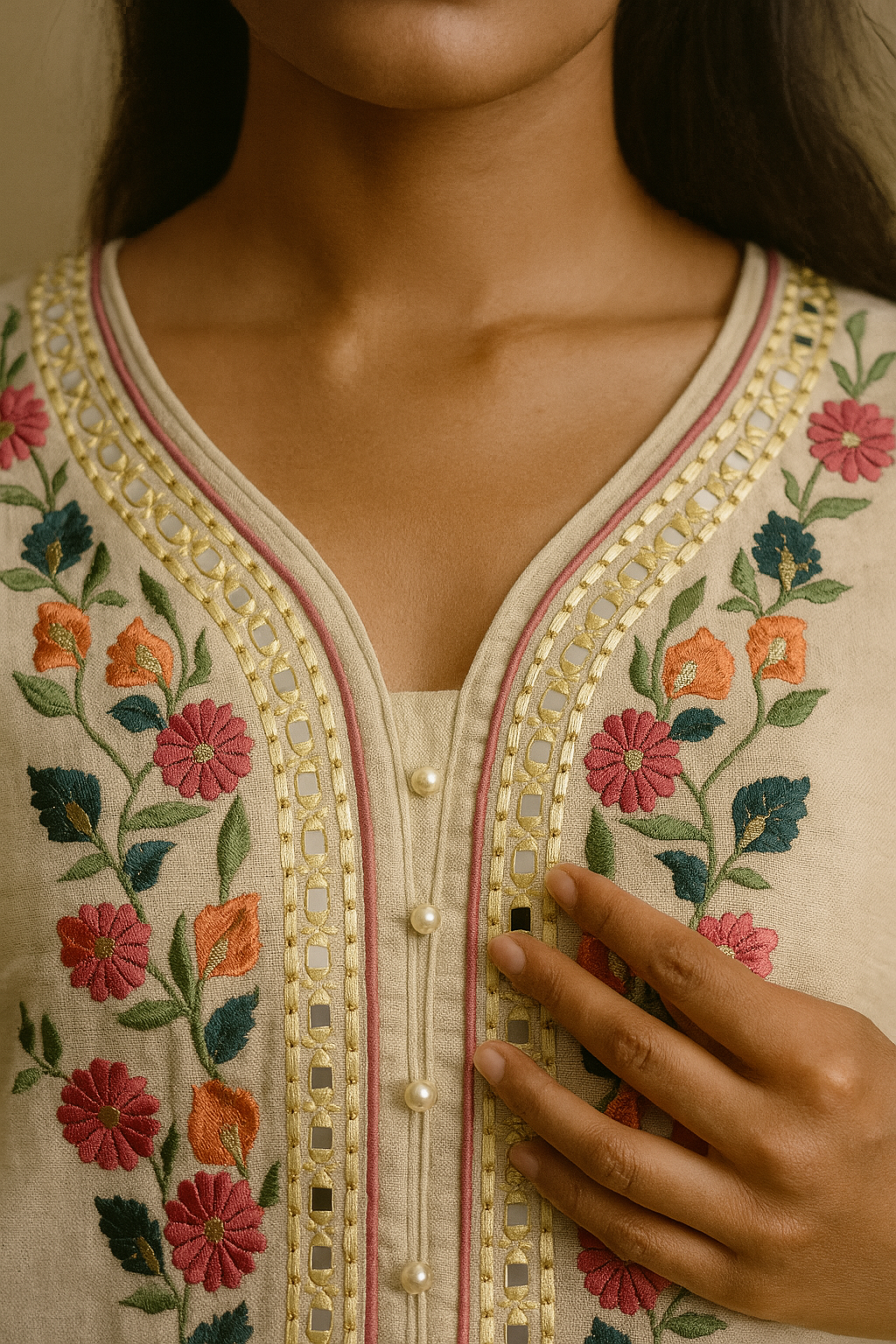 Noor- Khadi Mirrorwork Kurti